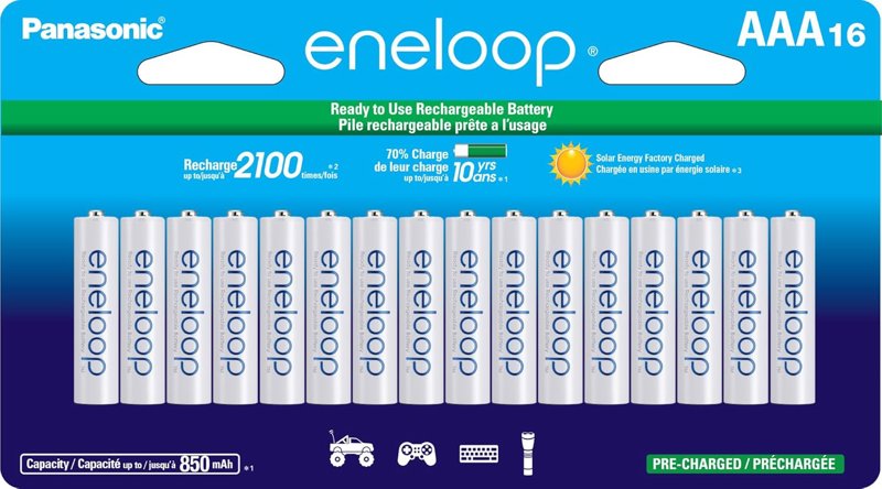 16 Pack - Panasonic eneloop AAA 2100 Cycle Ni-MH Pre-Charged Rechargeable Batteries - $30.99 (33% off) at Amazon.com