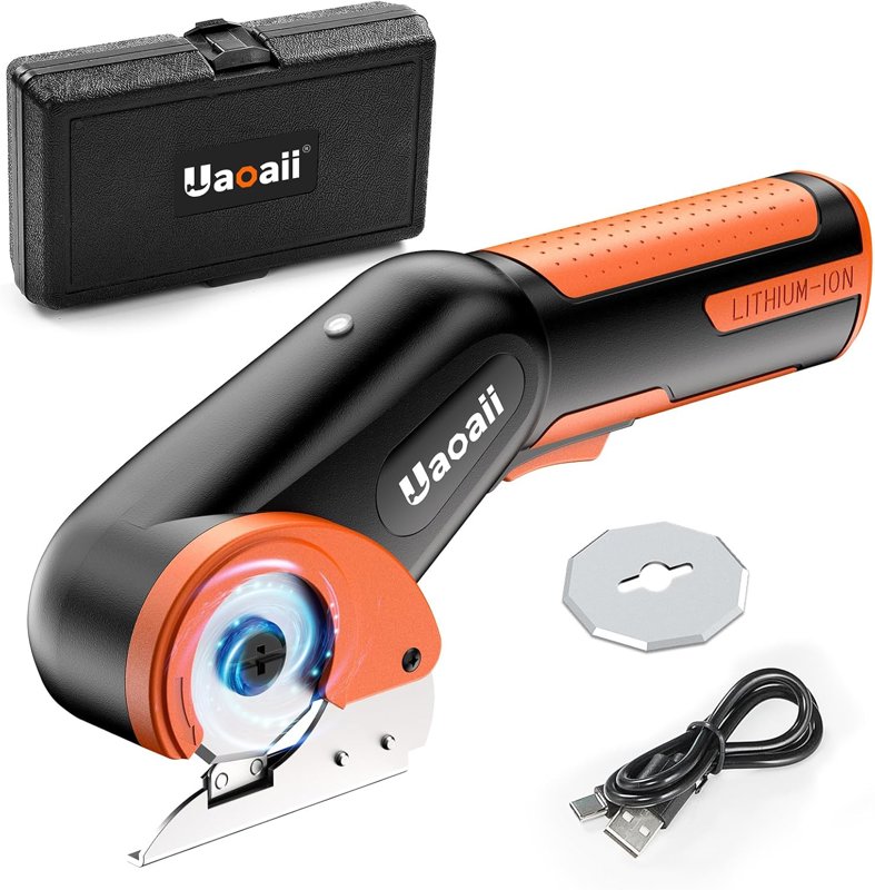 Cordless Electric Scissors, Electric Cardboard Box Rotary Cutter w/Replacement Blade & Storage Case - $13.99 (65% off) at Amazon.com