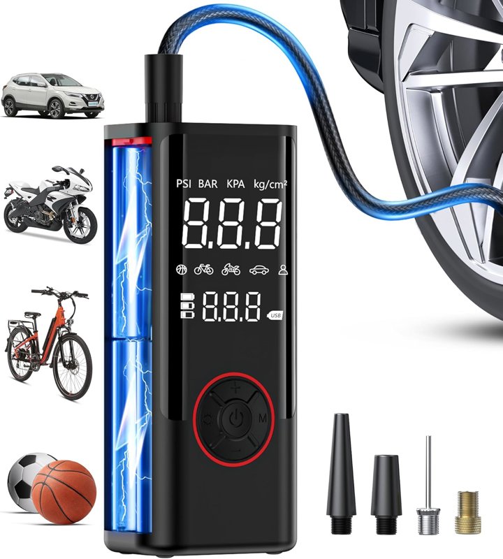 Tire Inflator Portable Air Compressor, Cordless Air Pump for Car Tires with Pressure Gauge Tire Inflator Portable Air Compressor, Cordless Air Pump for Car Tires with Pressure Gauge - $14.99 (63% off) at Amazon.com